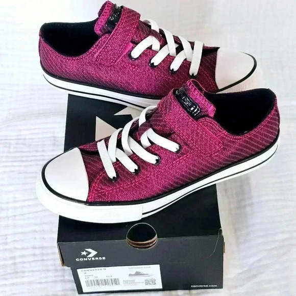 😍 NWT 😍 Converse Chuck Taylor All Star Easy On Sparkle, Berry, Kids Siz - Picture 1 of 9
